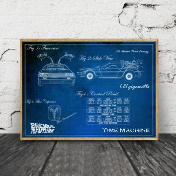 

Back To The Future Blueprint Art Posters Silk Print Poster Home Decor