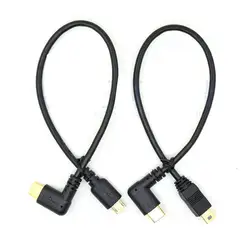 Micro Mini USB кабель 5Pin Мужской к usb-вилке 3,1 Тип C локоть к Mini Micro USB 2,0 OTG адаптер для передачи данных конвертер зарядный кабель 25 см