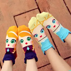 Горячее предложение! Распродажа! Женские хлопковые носки с героями мультфильмов для девочек; модные носки-трубы принцессы Анны и Эльзы;