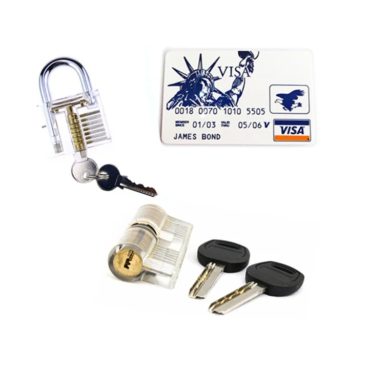 

Locksmith Practice Tool Set 1Pcs Transparent Padlock +1PCS AB Kaba Lock+Training Tools in James Card Free Shipping