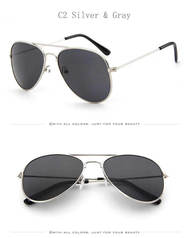 [EL Malus] Ретро детские солнцезащитные очки авиаторы UV400 Золотая оправа очки дети UV400 Пилот солнцезащитные очки для девочек и мальчиков - Цвет линз: C2 Silver Gray