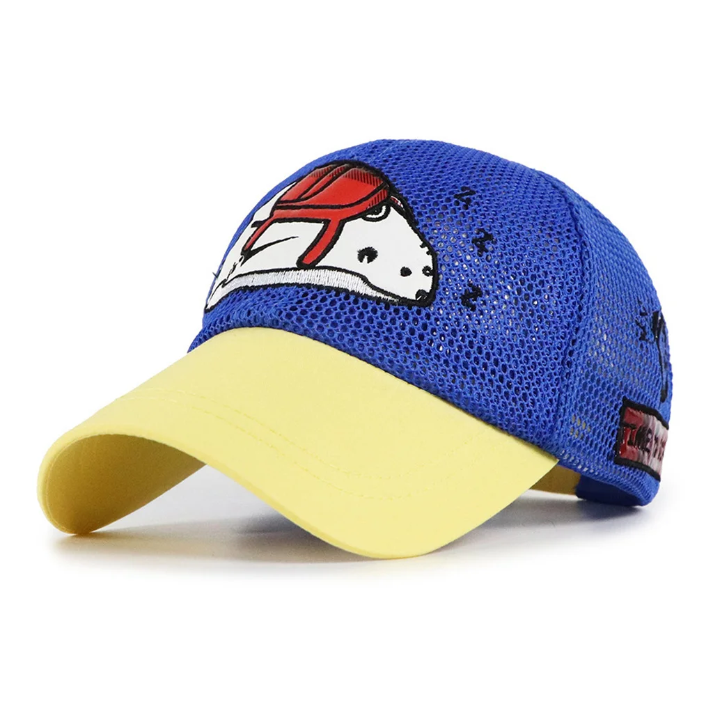 TOHUIYAN Lovely Cartoon Baseball Cap For Children Summer Breathable Mesh Trucker Caps Kids Boys Girls Fashion Hip Hop Hats - Цвет: Blue