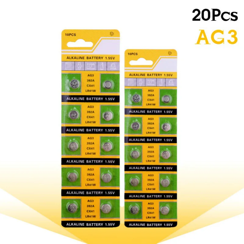 

20 piece / bag AG3 for watch toy remote control SR41 192 1.55V L736 384 SR41SW CX41 LR41 392 button battery coin battery