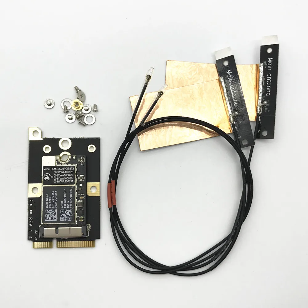 With MINI PCI-E Adapter BCM943224PCIEBT2 300Mbps 2.4&5G WiFi bluetooth 4.0 Network Card+Antennas With MINI PCI-E Adapter BCM943224PCIEBT2 300Mbps 2.4&5G WiFi bluetooth 4.0 Network Card+Antennas