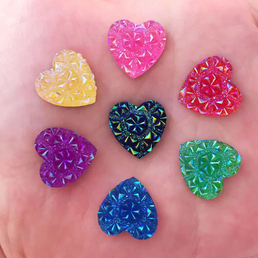 

20pcs Mix AB Resin 16mm Heart Pineapple Flatback Rhinestone Scrapbooks Wedding DIY resin ornaments F339