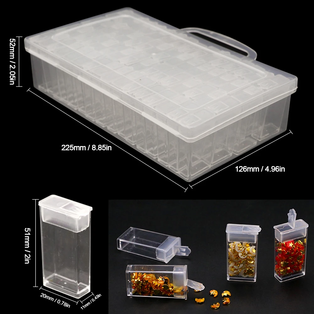 

Diamond Organizing Boxes 64 Slots Transparent Plastic Jewelry Drill Acrylic Storage Box