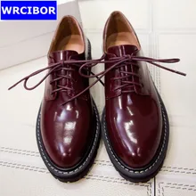 Genuine leather Oxfords Shoes Spring Vintage Tassel Platform Brogue Shoes font b Woman b font British