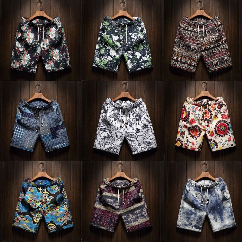 9 色メンズカジュアルビーチ花柄ショートパンツ 新夏のファッションストレートコットンリネンバミューダハワイショートパンツ男性ブランド Shorts Winter Shorts Retroshorts Fashion Aliexpress