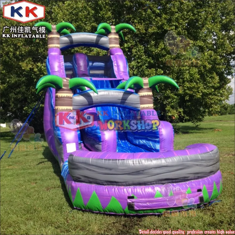 10x4x6mh Holiday Feeling Palm Tree Outdoors Amusement Inflatable Water Slide With Swimming Pool