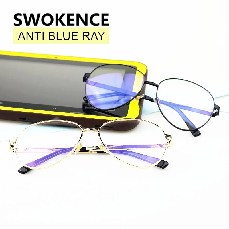 

SWOKENCE Blue Light Blocking Computer Goggles Women Men Brand Alloy Frame Anti Blue Ray Radiation-resistant Gaming Glasses F188