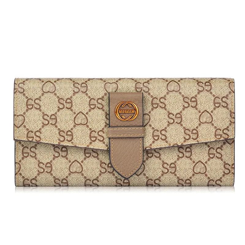

Women 2019 new European American Wallet Female long clasp cowhide genuine leather letter multi-position Holder Purse 278