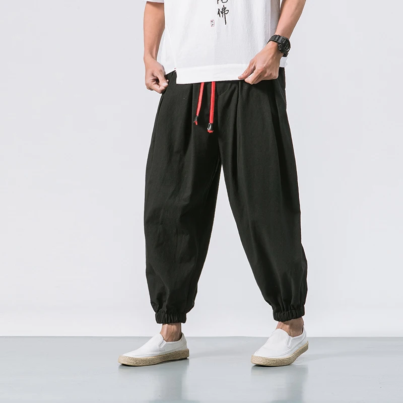 

MRDONOO 2018 New Summer & Spring Japan Style Men Cotton Linen Harem Pants Chinese style Male Causel Trousers B375-K62
