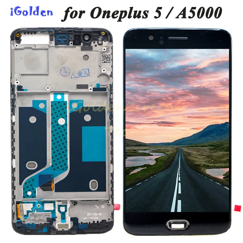 

A5000 LCD For Oneplus 5 lcd Display Touch Screen Digitizer Assembly Replacement Part with bezel frame AAA for Oneplus 5 display