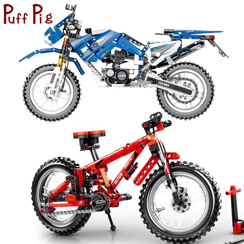 

Puff Pig Technic Motorbike Model Set Building Blocks Jouet Spielzeug Technician Bicycle Motorcycle Bricks Kids Toys For Children