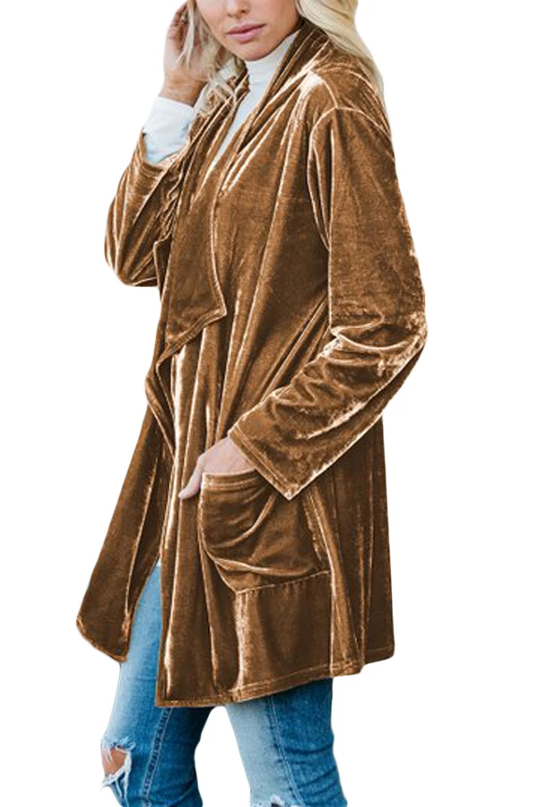 Bronzing-Draped-Open-Front-Velvet-Jacket-LC85253-7-2