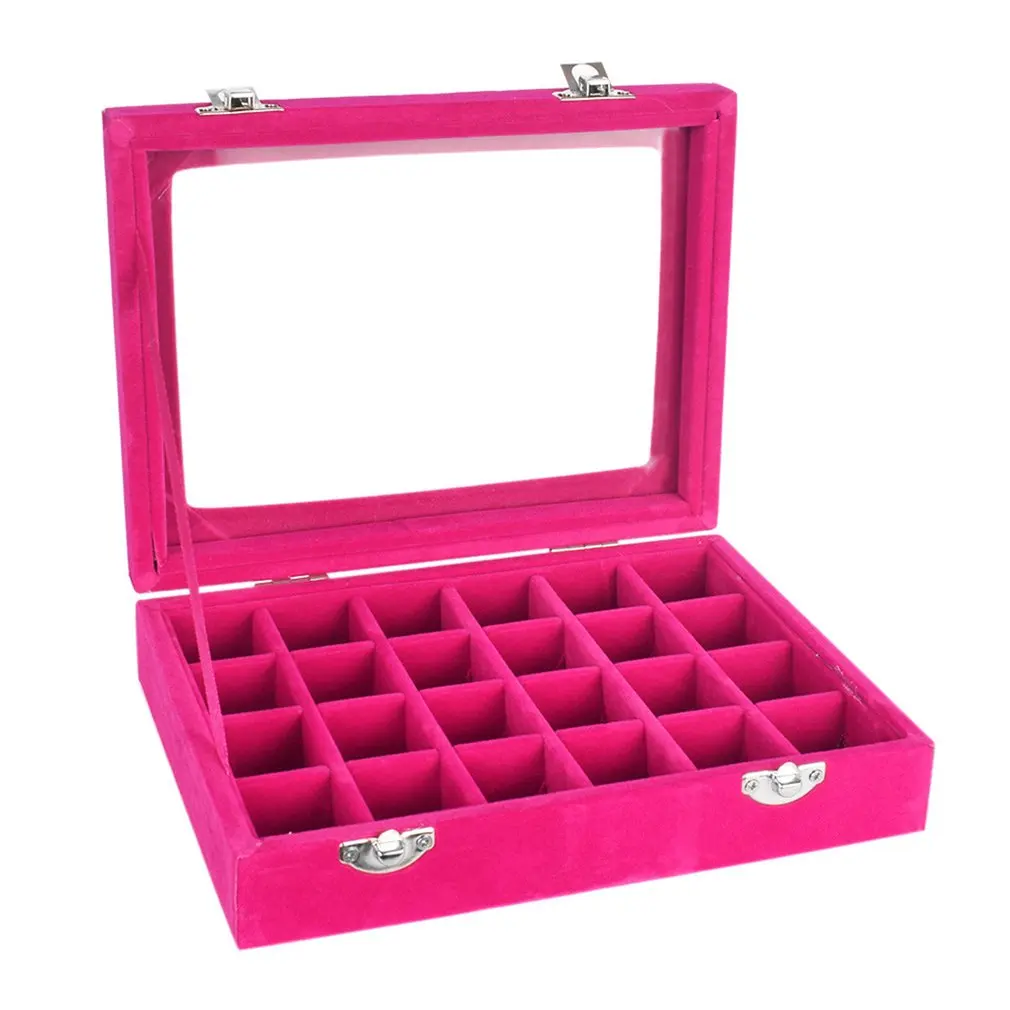 

24 Slots Nail Art Decorations Nail Polish Storage Manicure Organizer Box Glitter Powder Adjustable Jewelry Beads Pills Stud