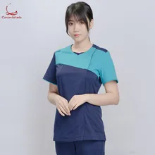 Костюм Доктора, летний костюм медсестры с коротким рукавом, цветной круглый воротник, костюм с разрезом, Рабочая форма