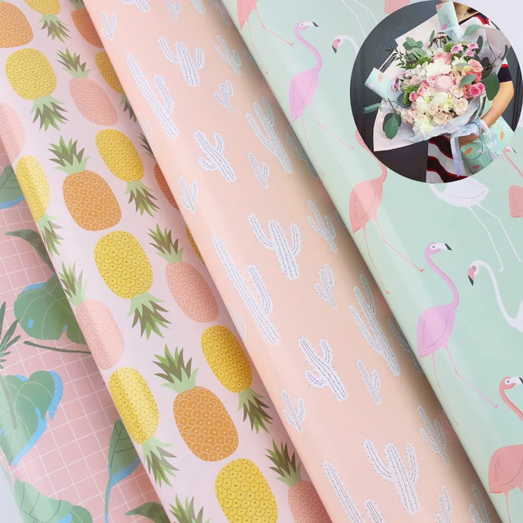 

10Pcs Flamingo Flower Wrapping Paper Florist Bouquet Decoration Gift Packaging Paper Party Supplies