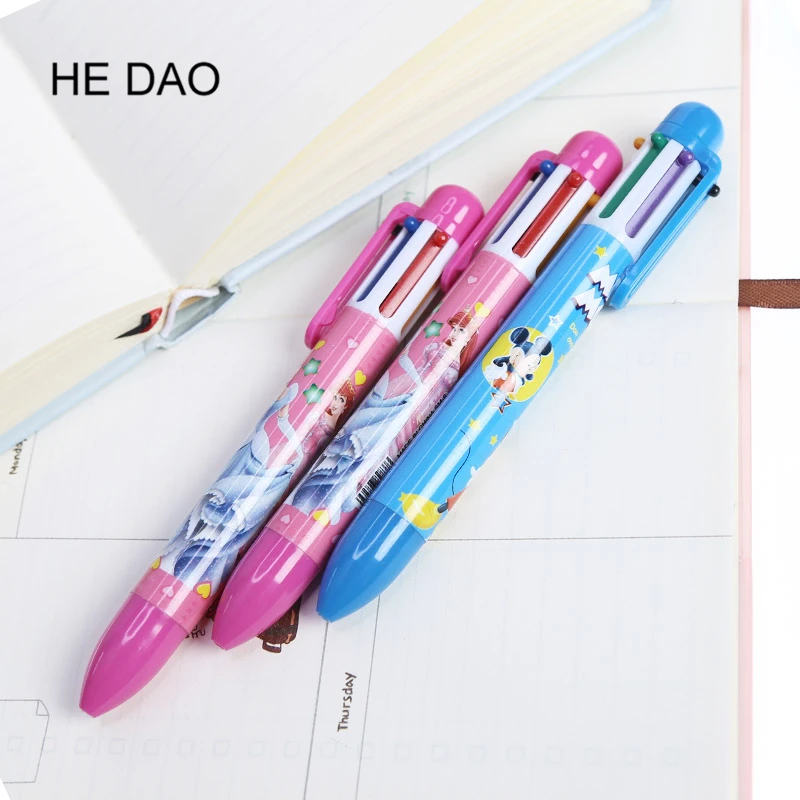 New Arrival Novelty Multicolor Ballpoint Pen Multifunction 6 In1 Colorful Stationery Creative School Supplies