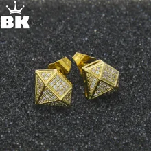 Хип-хоп полный Iced Out с имитацией чешских бриллиантами серьга золотого цвета неправильная медная серьга высокого качества женские аксессуары