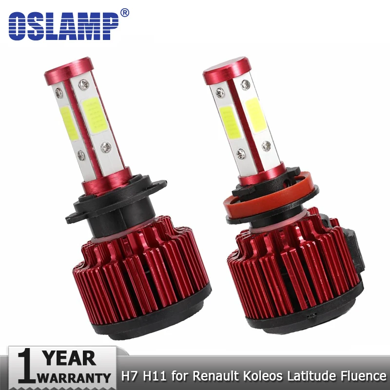 

Oslamp 4 Sides COB Chips H7 Low Beam/High Beam LED Headlight Bulb 100W Auto H11 Headlamps for Renault Koleos Latitude Fluence