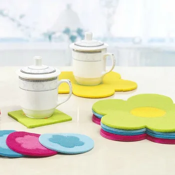 

Dia 18cm Color Flower Felt Cloth Cup Pad Mat Drink Coaster Dining and Bar Decoration 30pcs/lot SH064