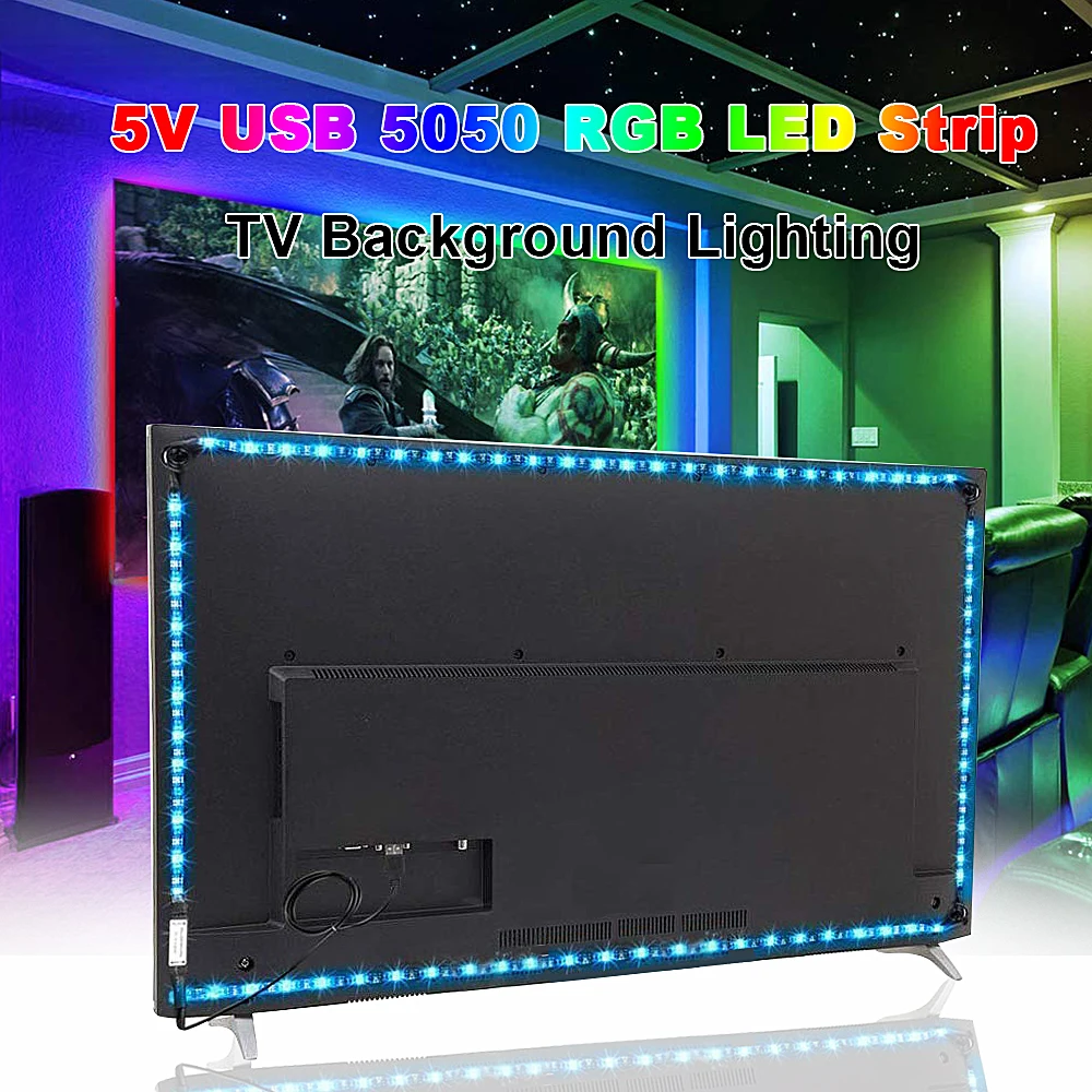 1 м 2 м 3 м неоновые огни USB светодиодные ленты RGB Ambilight ТВ Диодная лента музыкальны ИК-контроллер Автомобильные светодиодные полосы сенсор