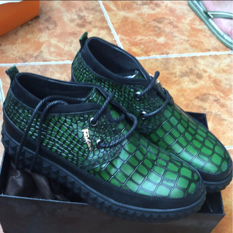 Green Size 9.5 Men's Boots Lace-up Fashion Boot Black Shoes Men Boots Chelsea Genuine Leather Winter Shoes Mens Military Boots   (2)