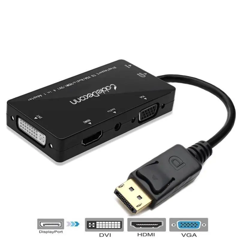 Multifuncional para pc 4 em 1 para Hdmi Dvi e Vga Usb de Áudio Conversor Cabo Computador Monitor Multimídia dp - Image 4