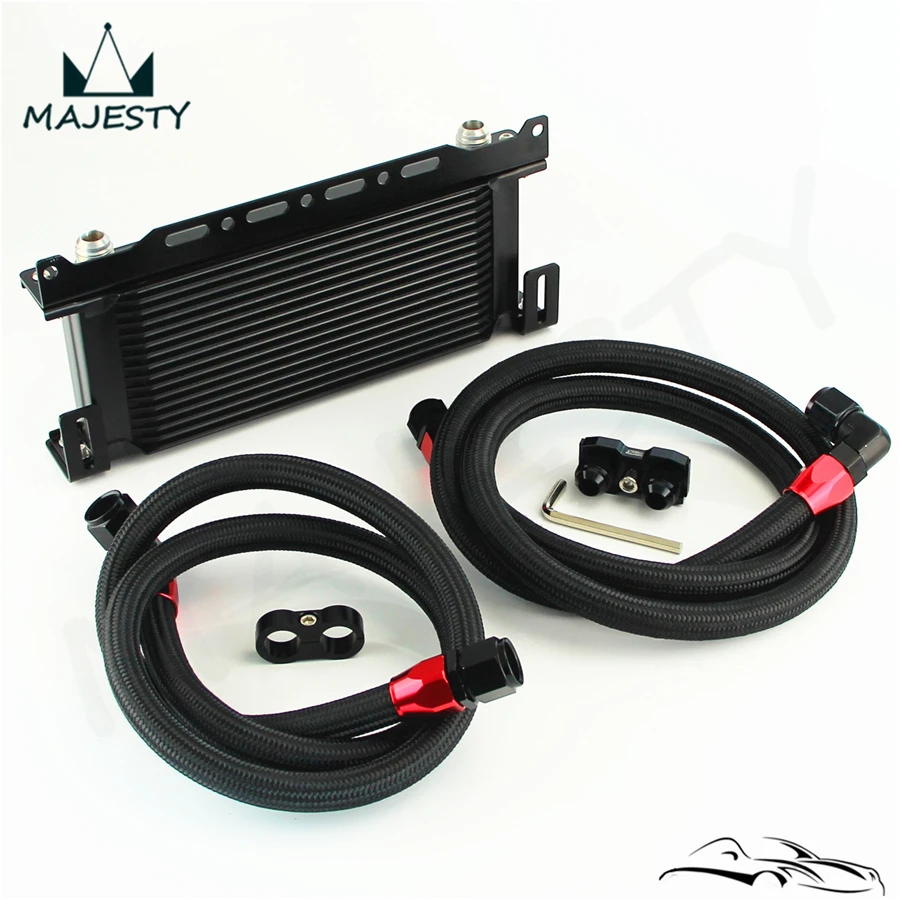#^Special Price Fits For B*MW E36/E46 M3 135/E90 335/640 Black 16 Row Oil Cooler w/ Bracket Hose Kit