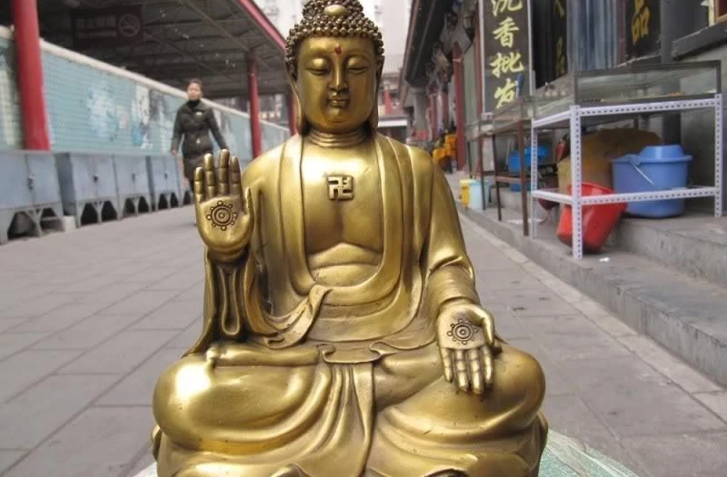 

Tibet Buddhism Brass Copper craftwork Amitabha Tathagata Sakyamuni Buddha Statue