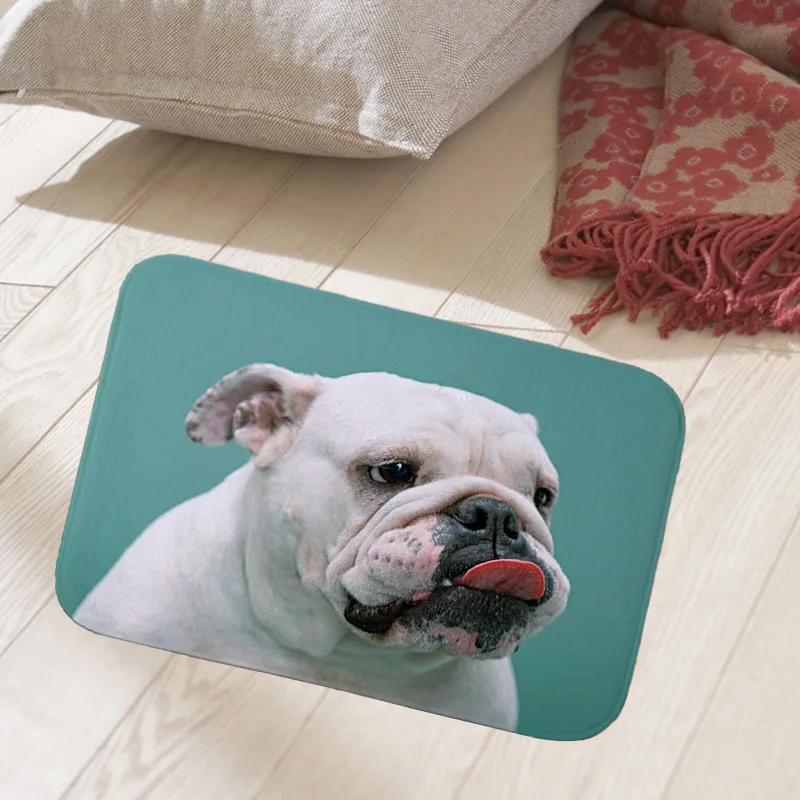 

French bulldog bull dog 40x60cm floor mat hallway doormat suede Welcome entrance door mat antislip water Water absorption carpet