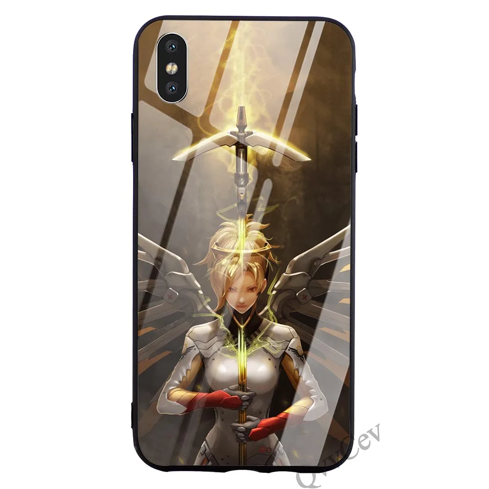 Тонкий чехол для телефона из закаленного стекла Overwatch mercy для iPhone 5 Чехол XR X 7 8 Plus 6 6S 5S SE Xs Max силиконовый - Цвет: K0552509