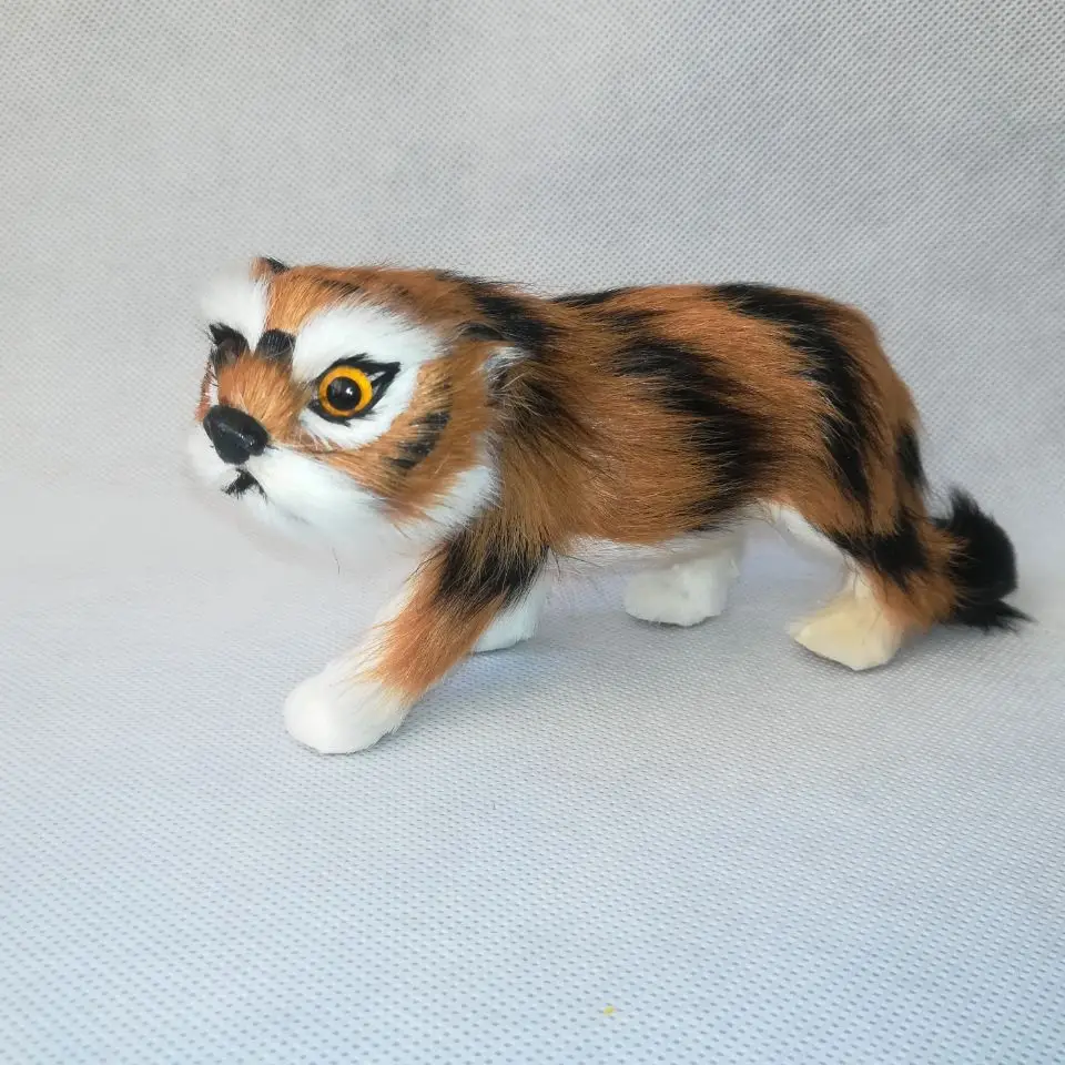 

plastic&furs tiger about 17x8cm model real life toy yellow tiger prop.home decoration Xmas gift b0577