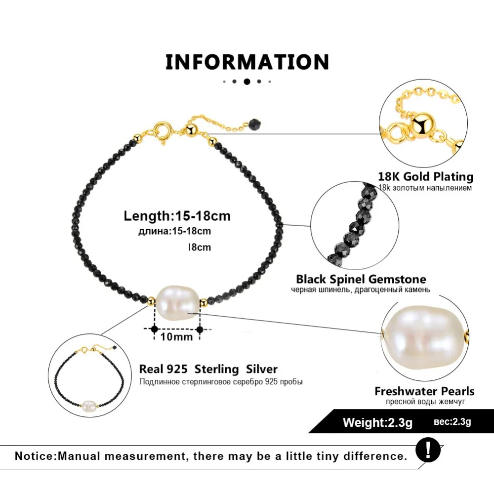 ORSA JEWELS настоящие женские пресноводные жемчужины неправильной формы Черный шпинель браслет серебро 925 красивые стильные ювелирные изделия SB48-B