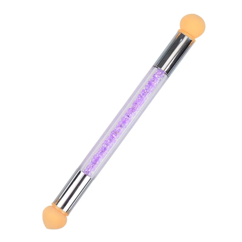 2 Heads Nail Art Sponge Gradient Brush Acrylic Gel Polish Gradual Color Transfer Rhinestone Sequins Pick Up Dot Paint Draw Pen