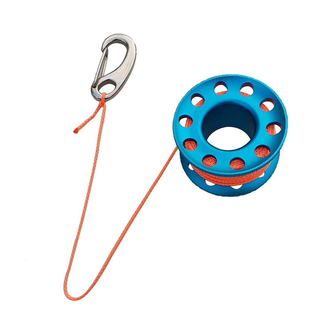 Finger Reel Wreck Scuba Tech Diving Spool 10m/98ft Line Rope with Stainless Clip Scuba Dive Line Rope Guide - Цвет: Blue