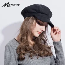 Однотонные черные шапки-береты, осенне-зимняя винтажная шапка, женская кепка Newsboy Bone, Весенняя Военная Кепка, Повседневная Кепка для художника, Boinas Bone