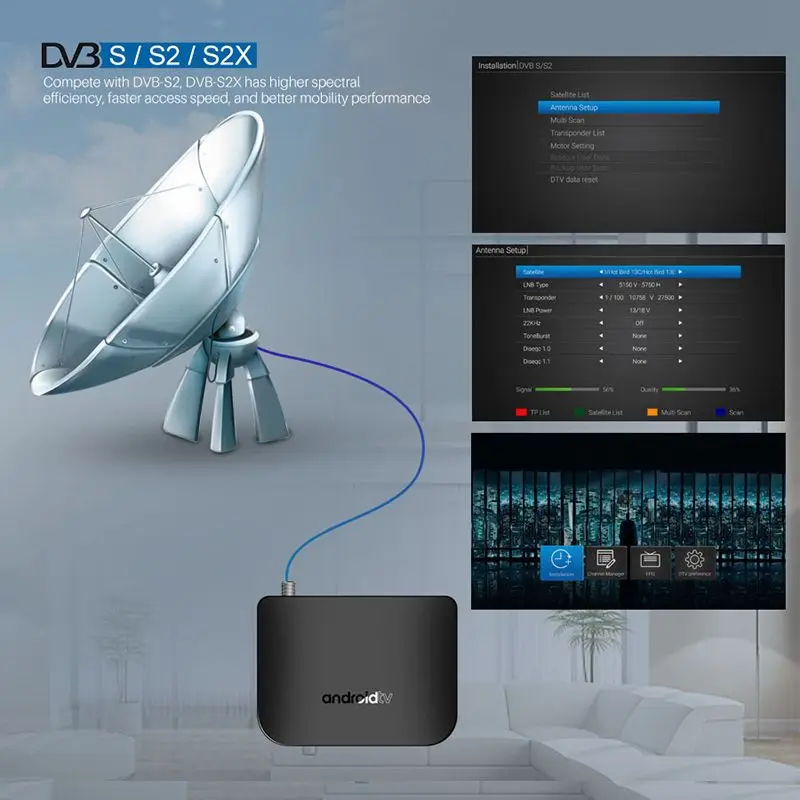 DVB-S2 Android tv Box Amlogic S905D 2,4G wifi Поддержка 4K H.265 DVB S2 S2X спутниковый ресивер Mini M8S Plus Smart tv медиаплеер