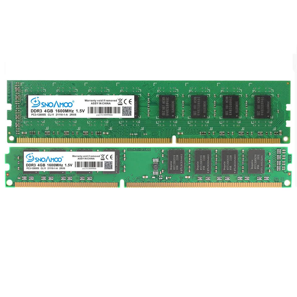  SNOAMOO DDR3 RAMs 4GB 1600MHz PC3-12800S Desktop PC Memory 240 pin 2GB 1333MHz New DIMM For Intel C