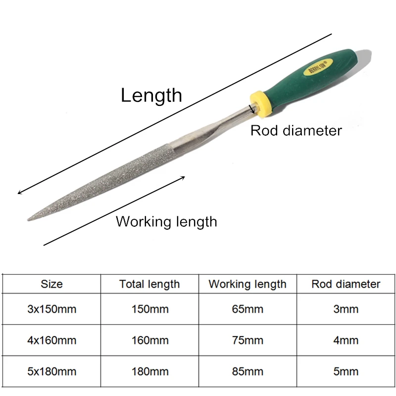 6 шт алмазные игольчатые напильники комплект 150/160/180 мм для Керамика Стекло драгоценного камня резьба по дереву обработки ручной инструмент