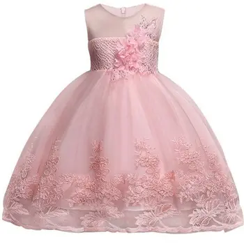 

Kids Dresses Formal Evening Wedding Gown Tutu Princess Lace Flower Dress Girls Children Clothing Girls New Year Costume