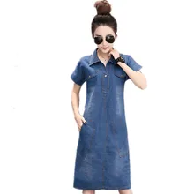 Bodycon Summer Denim font b dress b font women font b Vintage b font Turn down