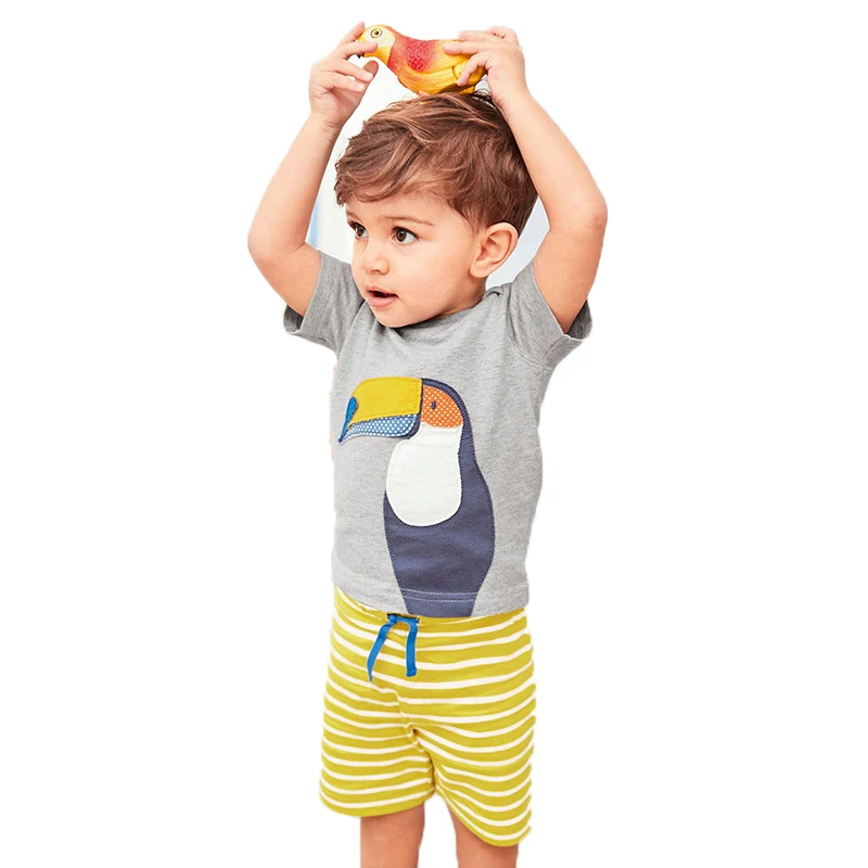 

Boy clothing set summer children tracksuits for boys cartoon T-shirt Tops +stripe Shorts 2pcs outfits toddler boy clothing