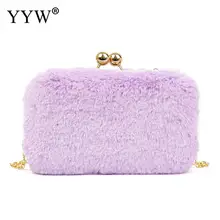Новая плюшевая сумка на плечо женская фиолетовая Сумочка вечерняя модная маленькая сумка Mochilas Mujer