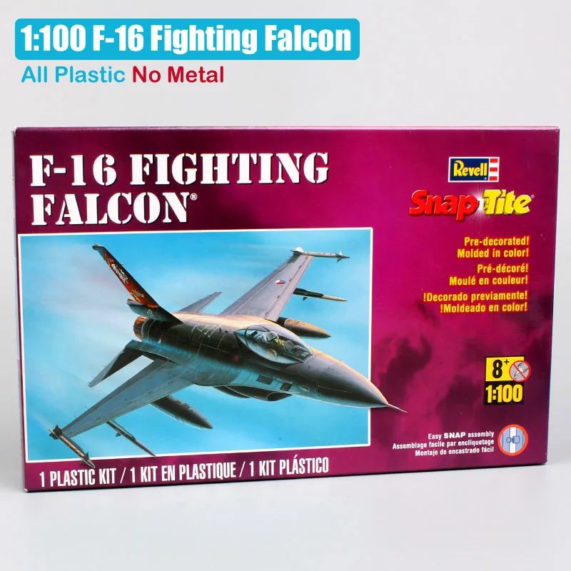 1:100 весы Revell оснастки знаменитостей F16 Fighting Falcon P-51 Mustang Spitfire A-10 Thunderbolt военный самолет воздушное судно истребитель модельная игрушка - Цвет: F-16 Fighting Falcon