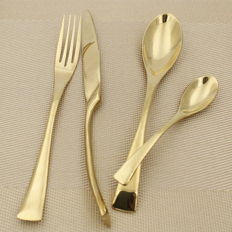 4Pcs/set Stainless Steel Flatware Noble Quality Cutlery Sets Gold Color