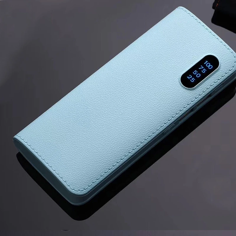 

Double USB 15000mAh Power Bank 18650*5 Leather LED Flashlight Wallet Colorful PowerBank Charging Treasure For Xiaomi Samsung