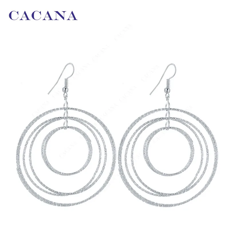 CACANA Dangle Long Earrings For Women Three Couples Round Bijouterie Hot Sale No.A556 A557