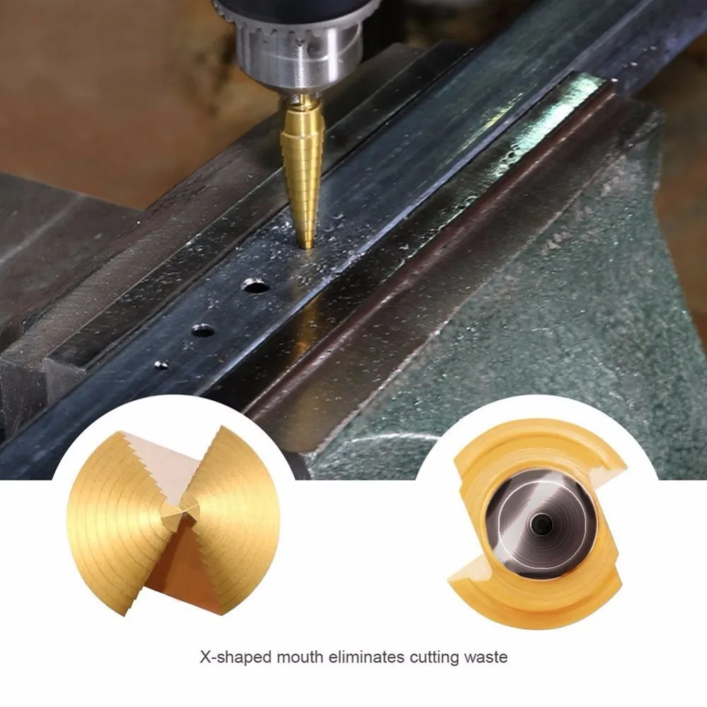 3pcs Large HSS Steel Step Cone Cut Set Drill Tools Titanium Drill Bits Hole Cutter Durable Coated Metal Drill Bit 4-12/20/32mm